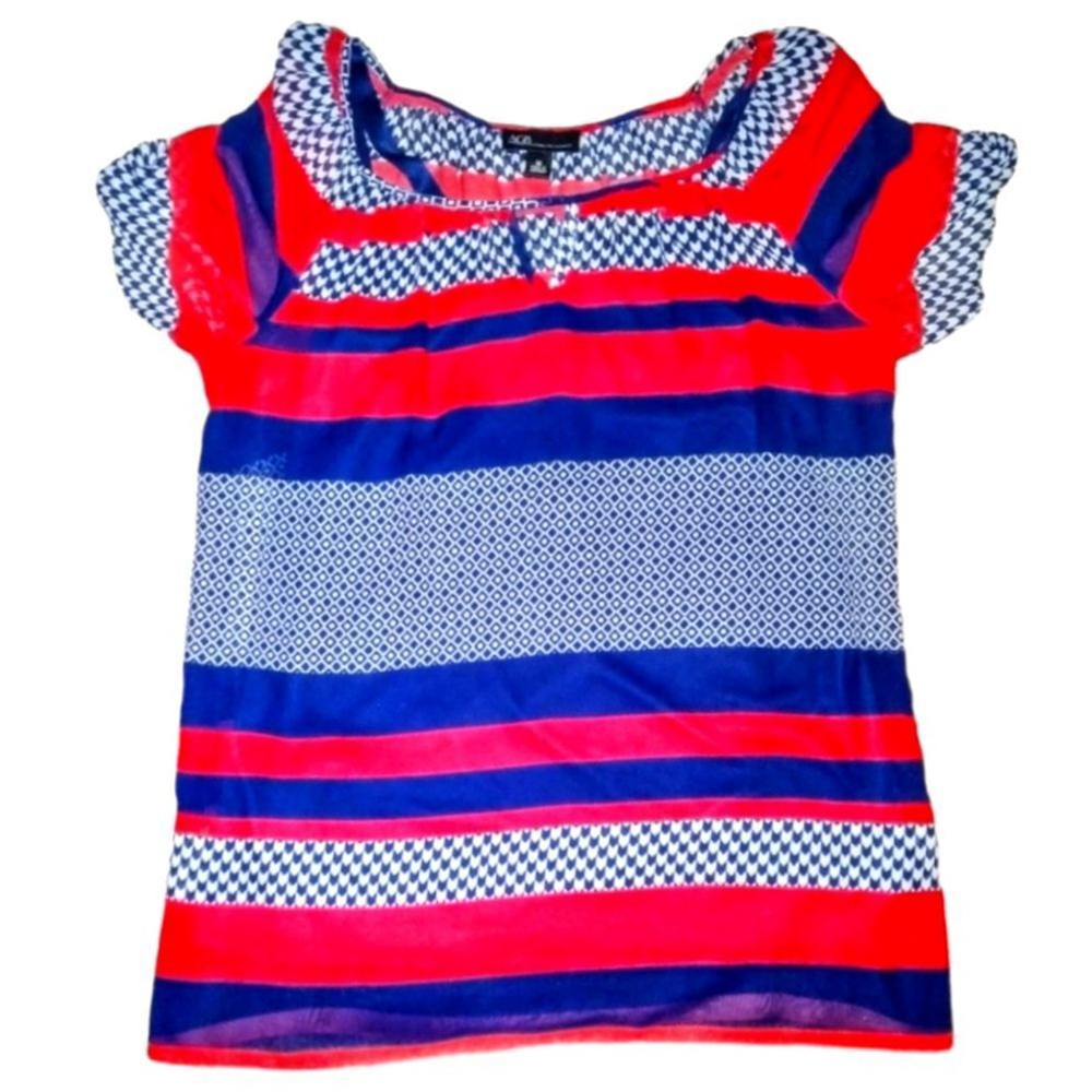(M) AGB Red & Blue Americana Blouse